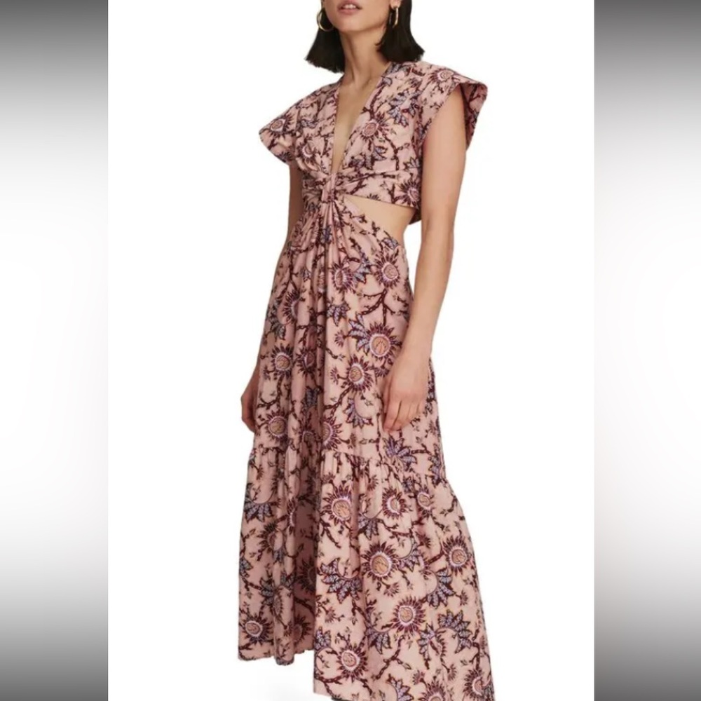 A.L.C. Blush Pink Floral Tie-Front Maxi Dress